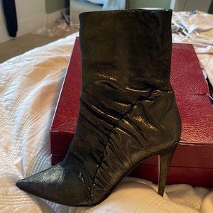 Tamara Mellon Ruche Metallic Suede Boot Size 41